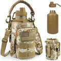DEFUNX Insulated Half Gallon Water Bottle - 64 oz Tactical Stainless Steel Jug with MOLLE Pouch | Desert Digital Camo