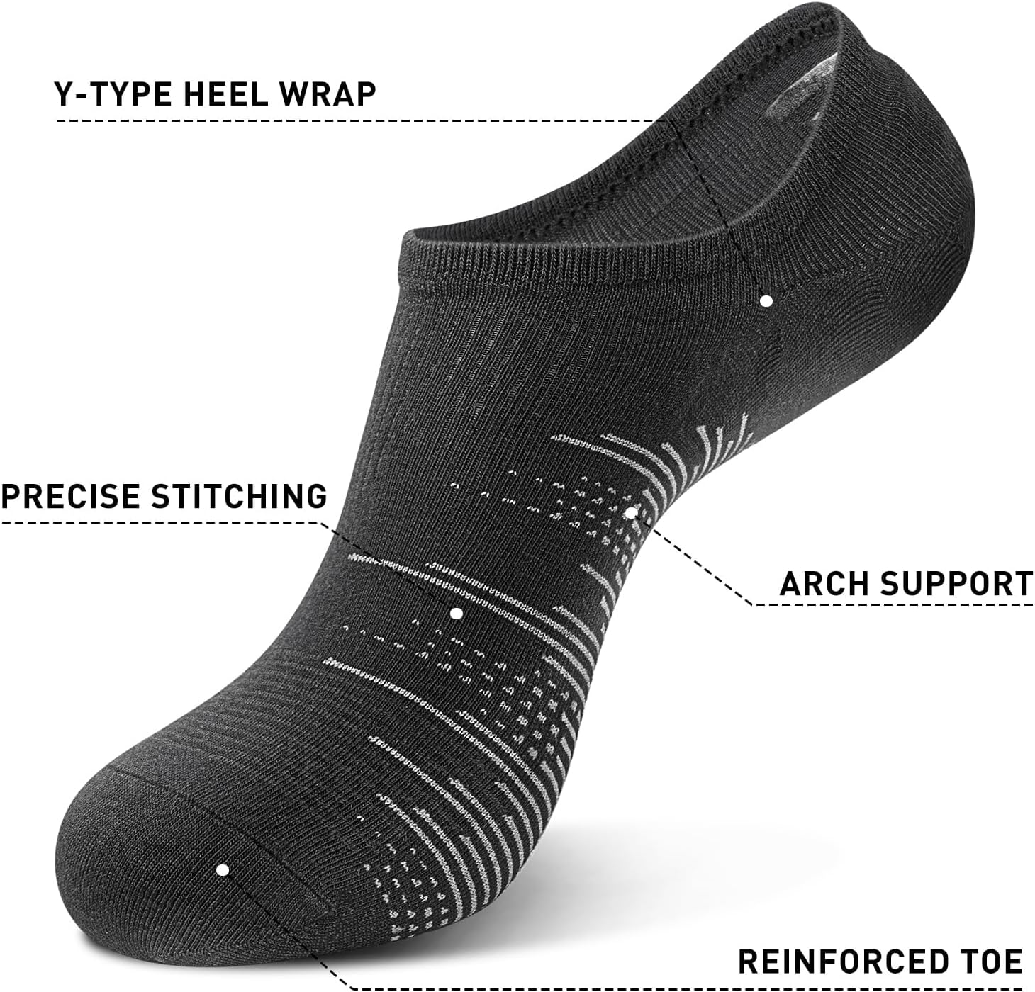 Wernies No Show Socks for Men - 10 Pairs of Low Cut Cotton Socks with Non-Slip Grips | Sizes 6-10 & 11-13