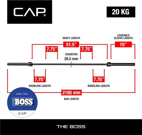 Cap Barbell 7-Foot Olympic Barbell Pro Series - Versatile Olympic & Power Bar Options