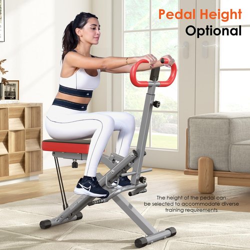 SogesHome Squat Machines Rowing Machine, Foldable & Full Body Exercise Workout Equipment, Row and Ride Squat Machine 330 LBS Weight Capacity, Glute Trainer Machine (Red)
