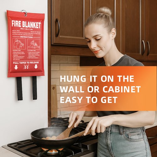 Andyssey Fire Blanket 4 Pack - 40" x 40" Prepared Emergency Fire Blanket for Home and Kitchen, RV, Grill, Fireplace, Safe & Easy for Young Adults and Elderly Living Alone