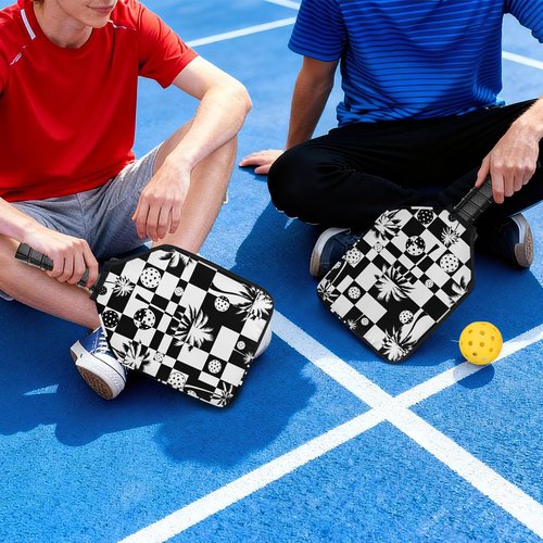 Pickleball Paddle Cover with Handle - Shock Absorbing Paddle Case with Mesh Pocket Zipper Closure Universal 12.60 × 9.84 in Paddle Protection Accessories for Women Men (Black)