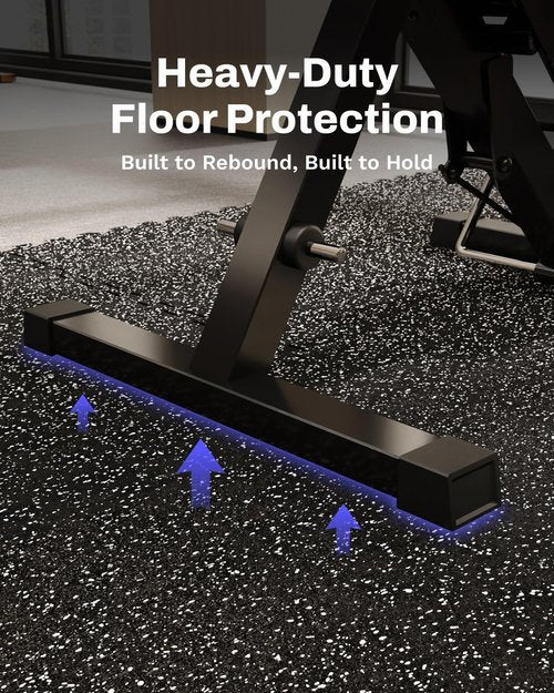AIRHOP 0.79in Thick 24 Sq Ft Exercise Equipment Mats, 6 Tiles Upgraded Rubber Top with High Density EVA Foam, Large Interlocking Puzzle Gym Flooring for Home Gym, Heavy Weight Workout,Black & White