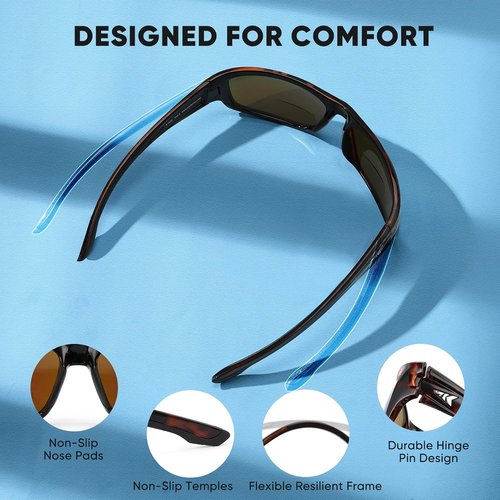 KastKing Ellijay Bifocal Polarized Sunglasses - Sport Wrap Readers with Magnifications x1.5, x2.0, x2.5