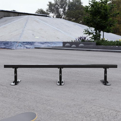 KUAFU 6ft Long Flat Bar Skate Rail, Portable Skateboard Ramp Grind Rail, Detachable Skatepark Grind Rail, for BMX, Scooters, Snowboard and Roller Skating - Adjustable Height