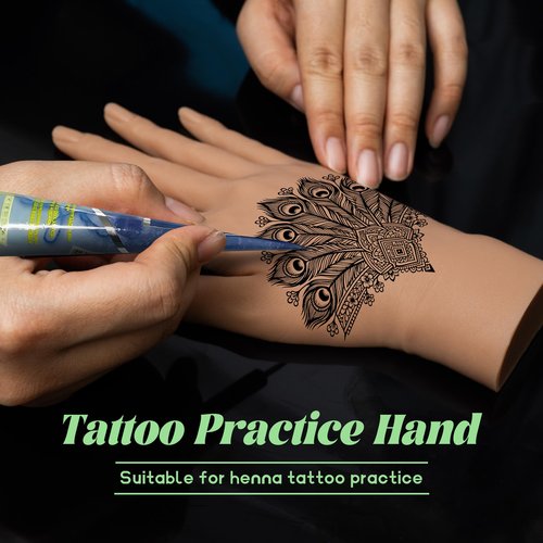 Veikmv Silicone Practice Hand Fake Tattoo Hand,Dummy Fake Tattoo Skin for Tattoo Artists and Beginners