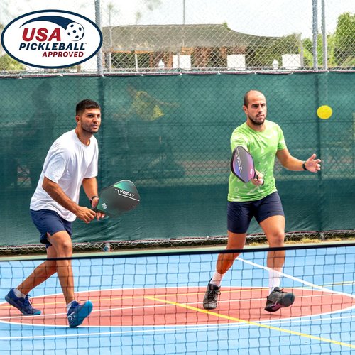 Pickleball Paddles Set of 2, USAPA Approved Fiberglass Pickle Ball Paddles with 4 Pickle Balls, Durable &Lightweight Racket for Beginners, Pros, Men, Women, Adults, Kids (Mix)