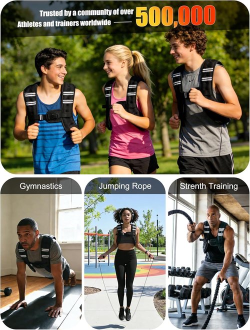Henkelion Weighted Vest - Adjustable Weight Vest for Men, Women & Kids | Ideal for Running & Training