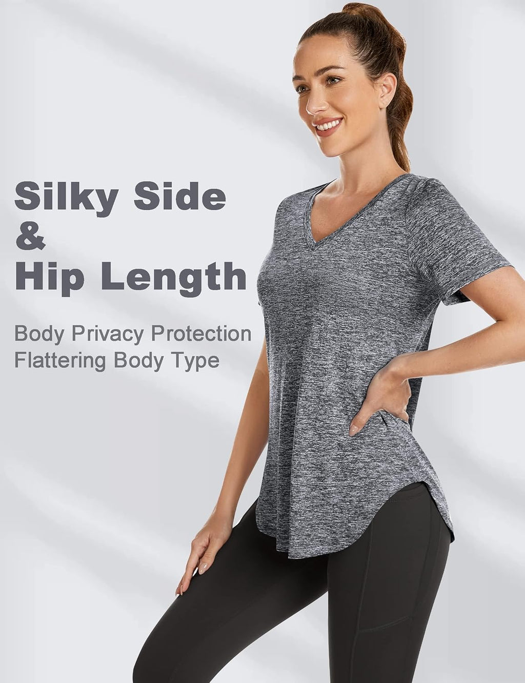Skiennix Women's V-Neck Workout Shirt - Loose Fit Dry Fit Yoga & Gym Top | Comfortable Exercise Tee