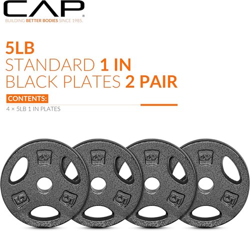 CAP Barbell Weight Plates - Standard 1-Inch Grip for Enhanced Lifting | Durable Design
