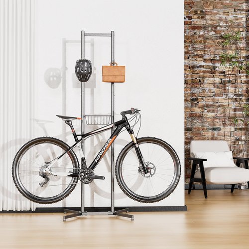 CXWXC 2-/4-Bike Storage Rack with Basket - Bike Rack Garage for Road, Mountain and Hybrid Bike Garage & Home (For 2 bikes)