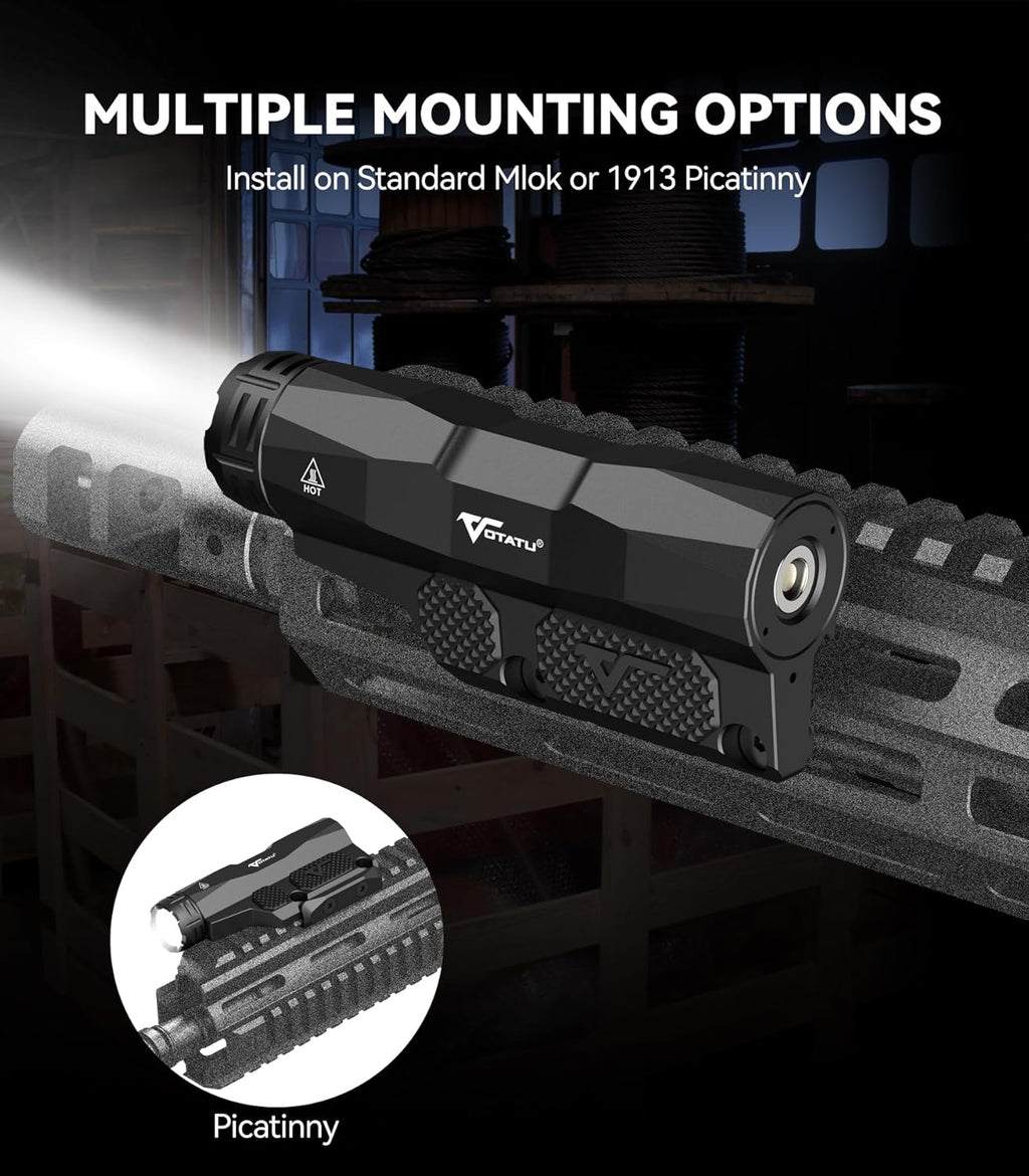 VOTATU ML50 Tactical Flashlight - 2400 Lumens Picatinny/Mlok Weapon Light with Pressure Pad Switch