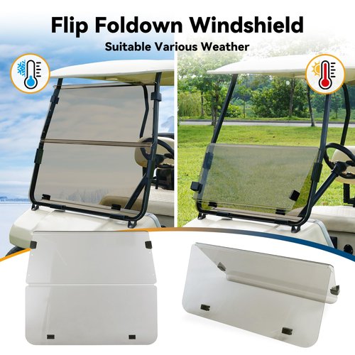 MIXOPOLY Golf Cart Windshield for Club Car Ds (Fit for 2000.5-up, Tinted)