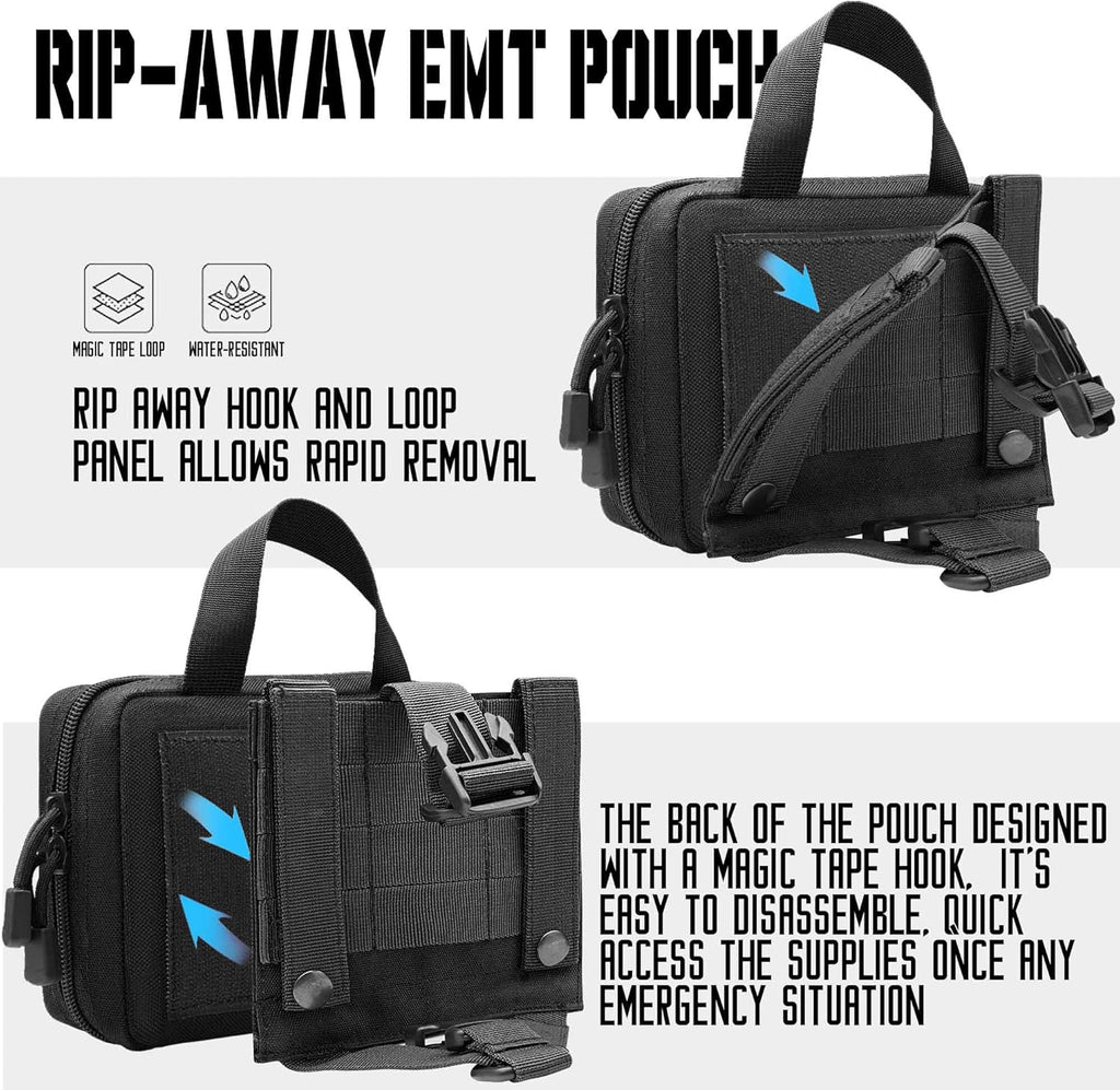Skiennix Tactical Molle Rip Away IFAK Pouch - Compact Medical Utility Belt Pouch for EMTs