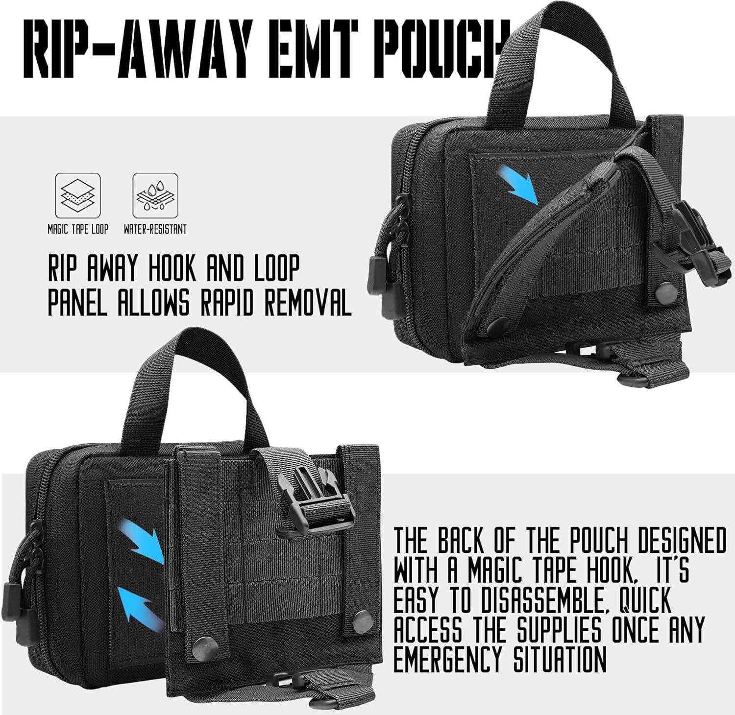 Skiennix Tactical Molle Rip Away IFAK Pouch - Compact Medical Utility Belt Pouch for EMTs
