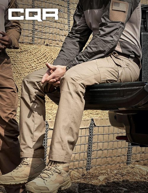 CQR Men's Tactical Pants - Lightweight Water-Resistant Ripstop Cargo for Hiking & Work