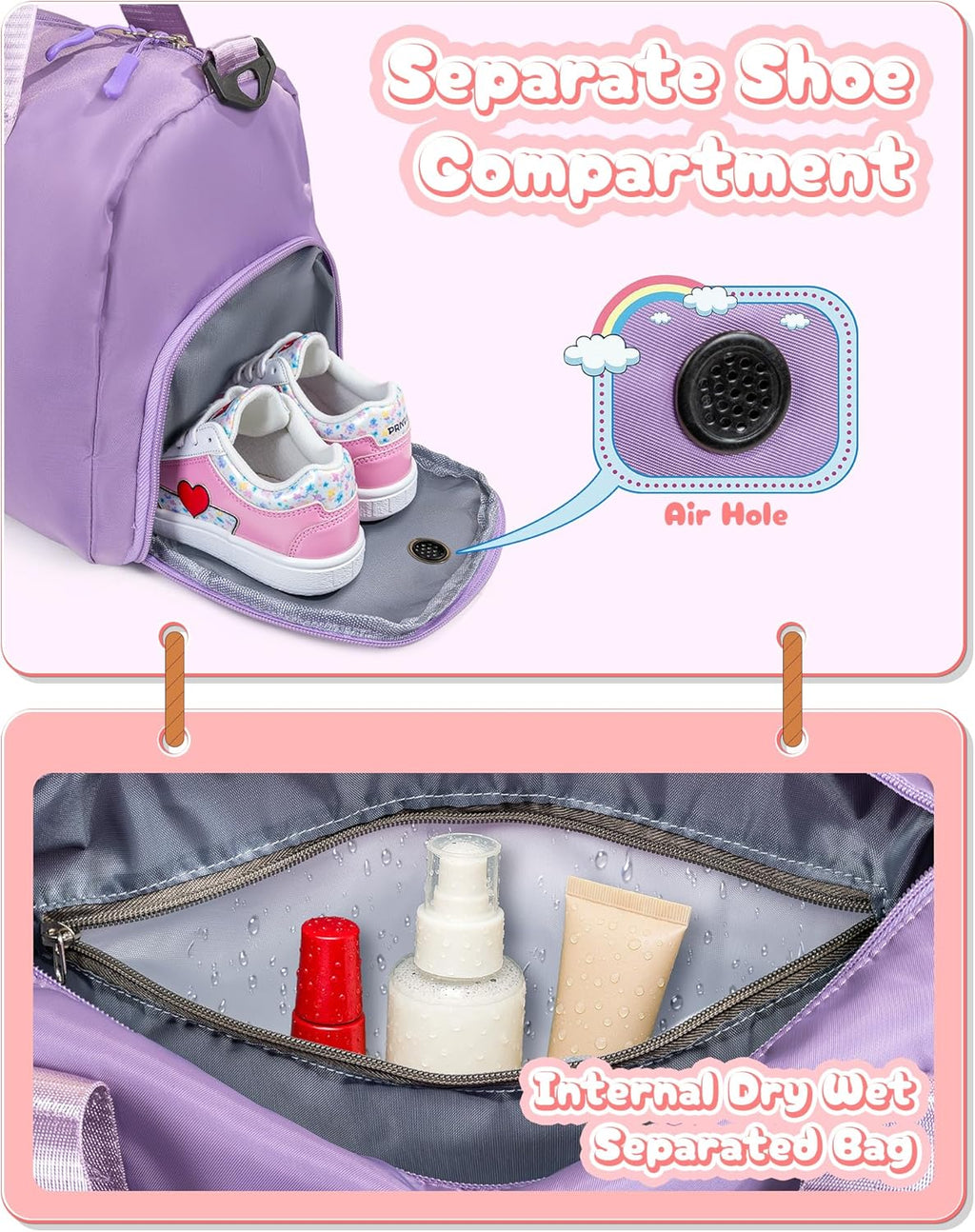 Skiennix Girl Gym Bag - Personalized Weekender Tote with Shoe Compartment & Makeup Pouch | Ideal Birthday Gift for 4-Year-Olds (Letter R)