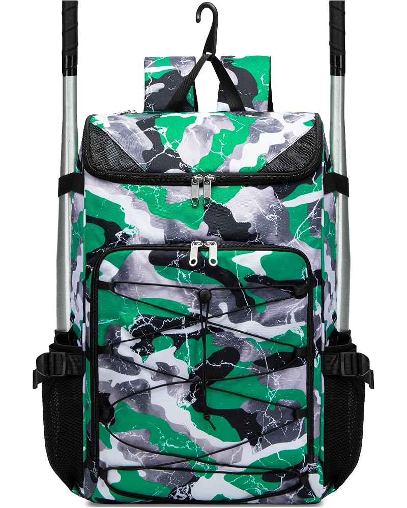 Baseball & Softball Gear Bag for Kids – Green, 19.3" H x 13.4" W x 6.7" D