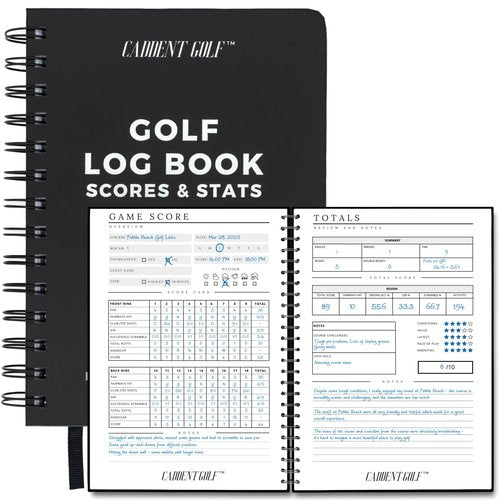 CADDENT GOLF Log Book - Wire-Bound Golf Notebook and Golf Scorecard Book - Golf Journal & Log Book - 150 Pages (Scorecard Book, Hardcover)