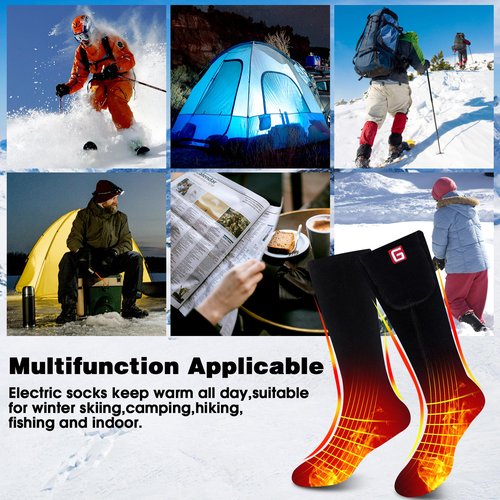 GEMSTONEGO Heated Socks for Men Women Electric Rechargeable Winter Heated Socks Warm Cotton Thermal Socks for Riding Camping Hiking Skiing Hunting