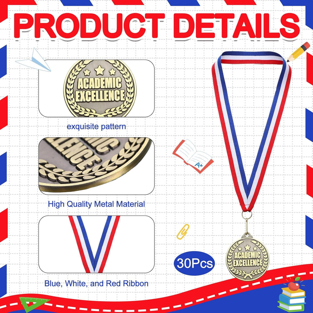 Quelay 30 Pcs Gold Medals - 2'' Award Trophies for Adults | Perfect for Competitions & Graduation Parties