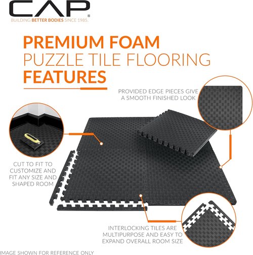 CAP Barbell Interlocking EVA Foam Exercise Puzzle Mat - Durable Home Gym Flooring | Multiple Colors Available