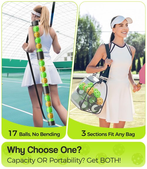 Mibhuvan 17 Balls Pickleball Ball Retriever & Holder with Strap – Adjustable Height Ball Collector, Back Saver for Adults, Kids & Wheelchair Users – Lightweight, Portable, Eco-Friendly (Green)