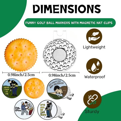 Aikiprety Cracker Golf Ball Marker, Premium Golf Accessories & Funny Golf Gifts for Men Women Golfers (Cracker and Happy 5pcs)