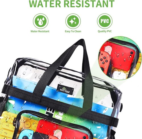MAY TREE Clear Stadium Bag - 12x6x12 Clear Tote with Reinforced Straps for Work & Sports