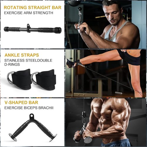 LAT Pull Down Bar - Adjustable Cable Attachment for Home Gym | Ideal for Back & Triceps Training