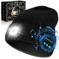 VIBELITE Bluetooth Beanie Hat with Light, Gifts for Men, USB Rechargeable LED Headlamp with Wireless Headphones, Birthday Gifts for Men, Dad, Him, Teen Boys, Husband, Women, Boyfriend, Black