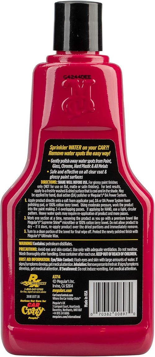 Meguiar's Water Spot Remover - Heavy Duty Formula for Cars | Removes Water Stains & Enhances Gloss - 16 oz (Pack of 6)