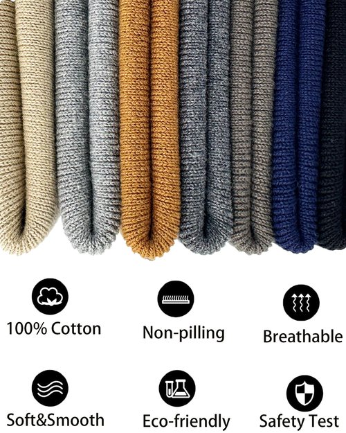 choshion 100% Cotton Beanie Lengthen Cuffed Beanies Knit Winter Hats for Men Women Soft Warm Ski Hat Unisex Knitted Skull Cap
