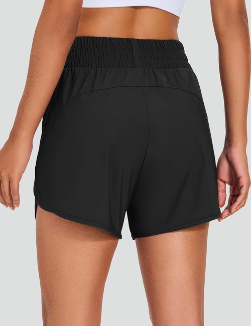 KPSUN Women's High Waisted Running Shorts - Lightweight Quick-Dry Gym Shorts with Zipper Pockets | 5" Length
