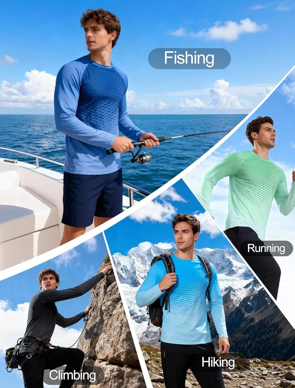 Skiennix Men's UPF 50+ Long Sleeve Rash Guard | Quick-Dry UV Protection Swim Shirt