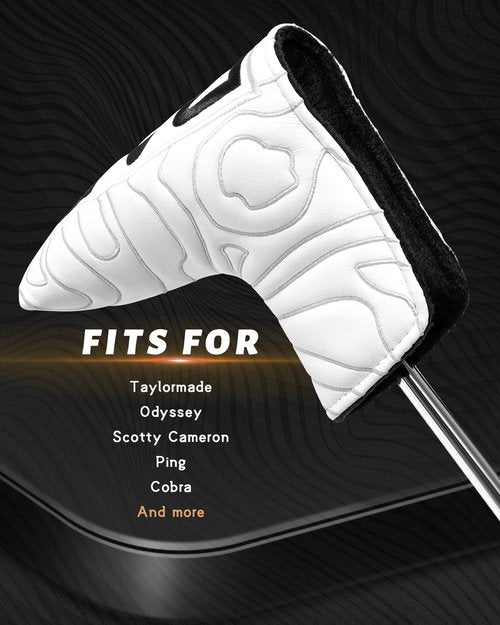 BIG TEETH Golf Blade Putter Cover Headcover Club Protector Par Putter Head Covers Magnetic Bar Closure for Scotty Cameron Taylormade Odyssey White Color