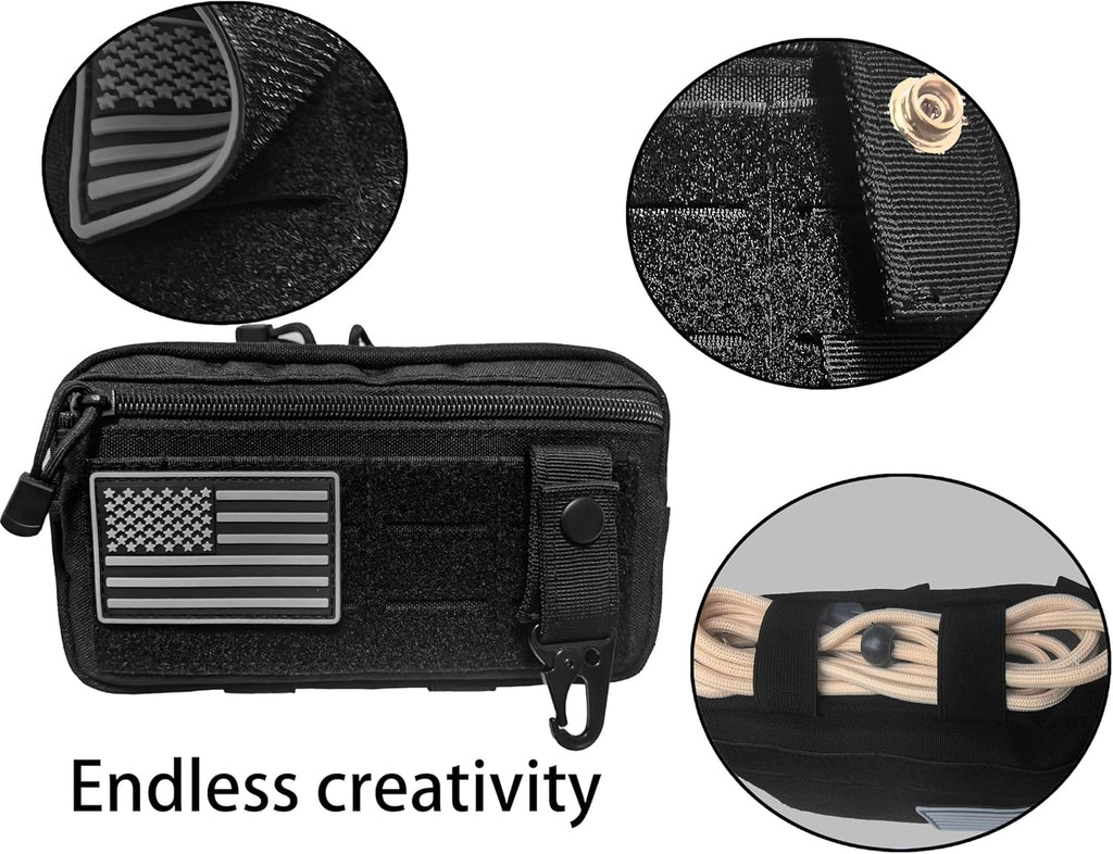 Skiennix Tactical Molle Admin Pouch - Modular Utility EDC Pouch with Map Sleeve | Includes US Flag Patch
