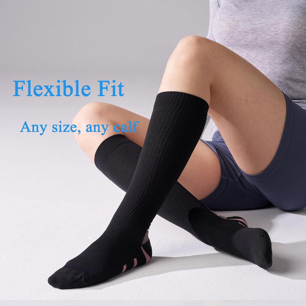 Skiennix Compression Socks for Women - 20-30mmHg Graduated Support for Running | 4 Pairs