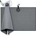 Fore Supply Golf Towel with Magnet - Premium Absorbent Microfiber Towel with Clip - 24"x16" - for Cart, Club or Bag - Golf Rag, Accessories & Golfing Gear - Waffle Weave Pattern (Grey)