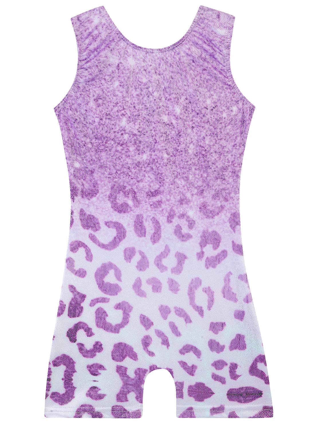 Gymnastics Leotards for Girls Toddler Ballet Dance Tumbling Outfits 4t 5t Kids Sleeveless Gymnastic Biketard with Shorts Sparkly Dancwear Unitards Clothes Bodysuit (Purple Leopard, 4-5T)
