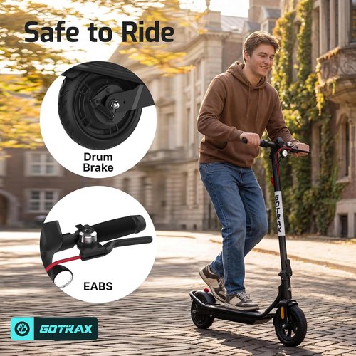 Gotrax Electric Scooter - 12 Mile Range, 15.5 MPH, 250W Motor, Foldable Design, 220lbs Capacity