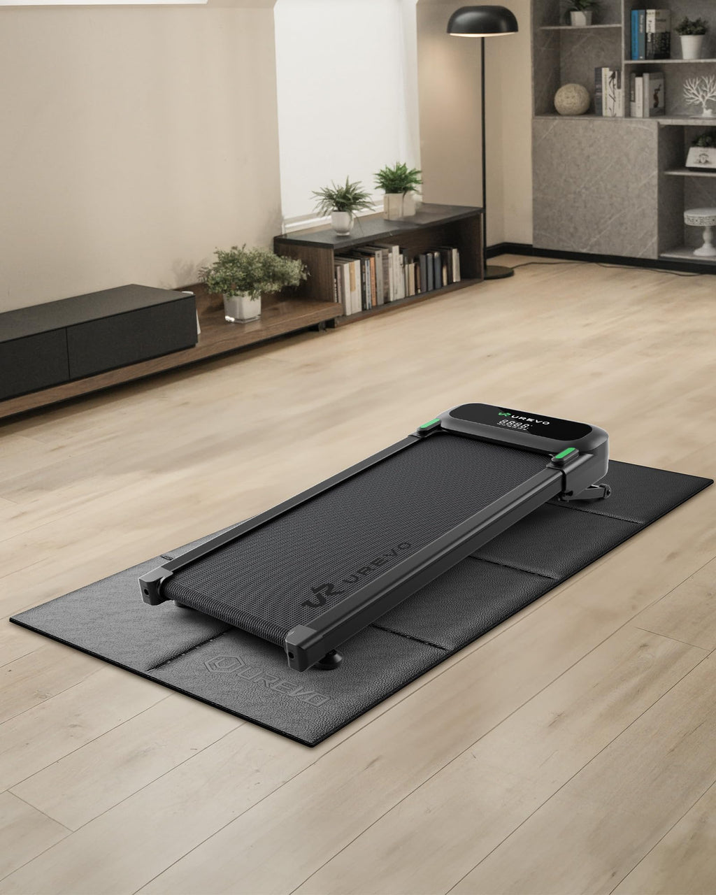 UREVO Foldable Treadmill Mat,Treadmill Mat for Carpet &Hardwood Floors ，Mat for Under Walking Pad on Carpet, Hardwood Floors Protectior, Non-Slip, Waterproof, Noise Shock Absorption