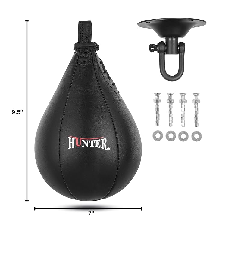 Speed Bag Punching Ball – Premium Cowhide Leather with Swivel, 9.5" x 7" Lightweight Training Bag