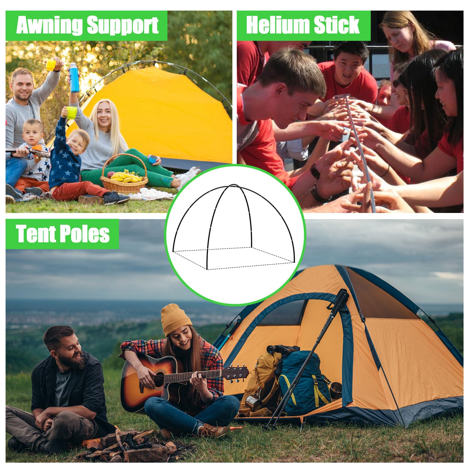 2PCSX 112" Tent Pole；Replacement Poles for Kids Tent,6mm Hiking and Camping Tarp，Suitable for All Kinds of Indoor and Outdoor Camping Tent