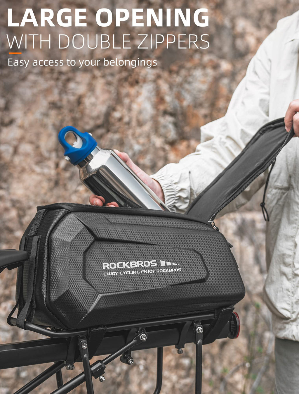 ROCKBROS Bike Rack Bags - 9LHard Shell Bicycle Rear Rack Bag Large Pannier for Bicycle Rear Rack Bags Bike Rear Seat Bag Bike Trunk Bag Ebike Battery Bag Bike Saddle Bag for Rear Rack Bike Accessories