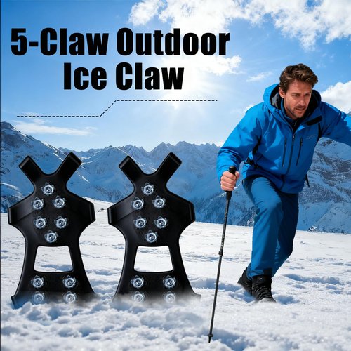 1 Pairs Epoxy Shoe Spikes for Snow and Ice - Non Slip Roof Shoes & Snow Shoes Gripper, Durable Ice Traction Cleats with 8 Steel Studs Crampons, Universal Walk Traction Grips for Shoes, Black XL