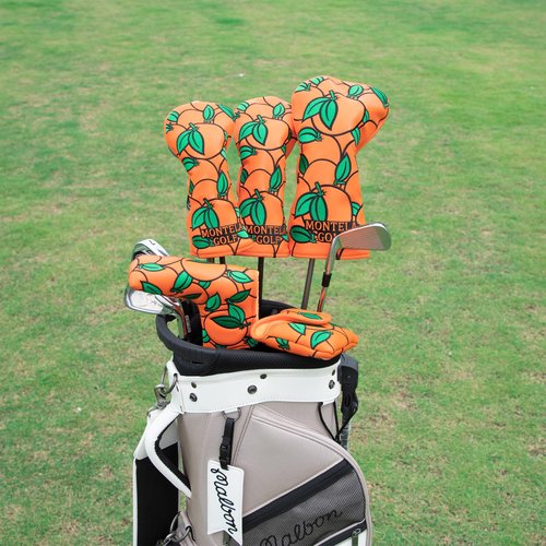 Montela Golf Club Covers Orange Golf Head Cover Driver Covers Fairway Wood Headcover Hybrid Cover Leather Golf Headcover for Scotty Cameron Taylormade Titleist Odyssey (for Hybrid)
