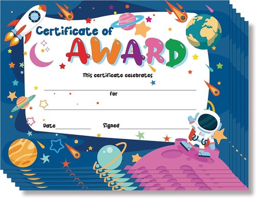 Lesnala 50 PCS Printable Award Certificates - Perfect for Teachers, Students & Kids | 8.3 X 11 Inches