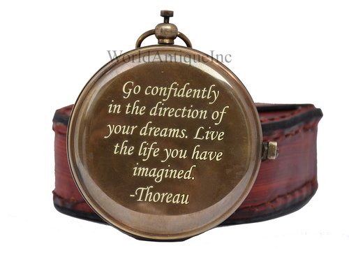 Engraved Go Confidently Brass Compass Quote Gift for Men, Dad, Son - Solid Brass, Antique Finish, Water Resistant, Motivational Quote, Unique Gift for Him or Her