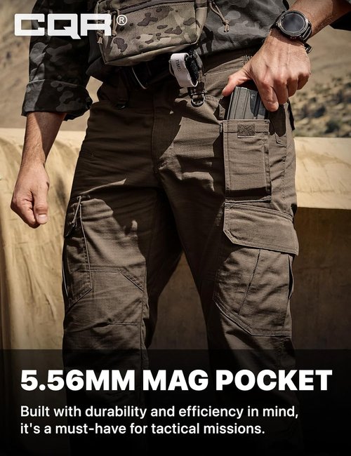 CQR Men's Tactical Pants - Lightweight Water-Resistant Ripstop Cargo Design | Ideal for Hiking & Outdoor Work